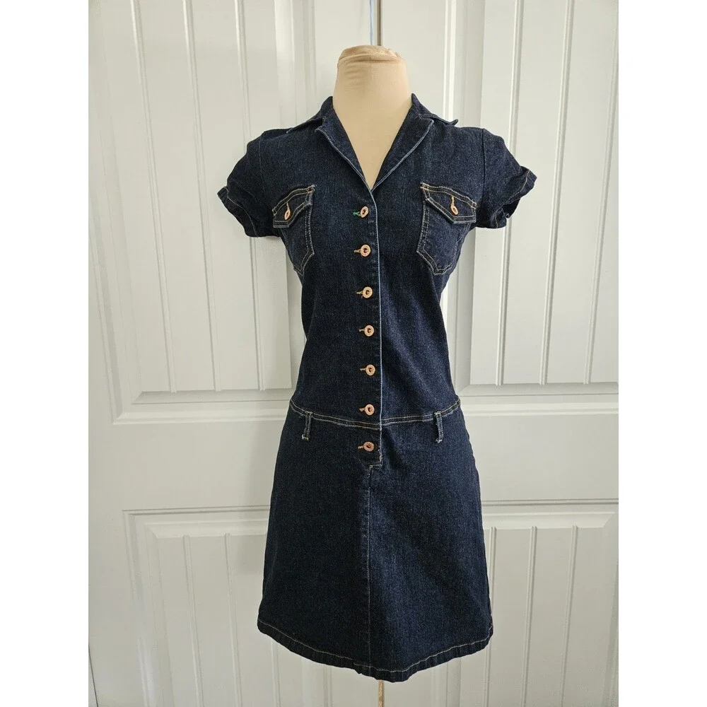 tommy hilfiger vintage dress Short Sleeve Logo Graphic 19.5 Waist Tommy Hilfiger Vintage Y2K Denim